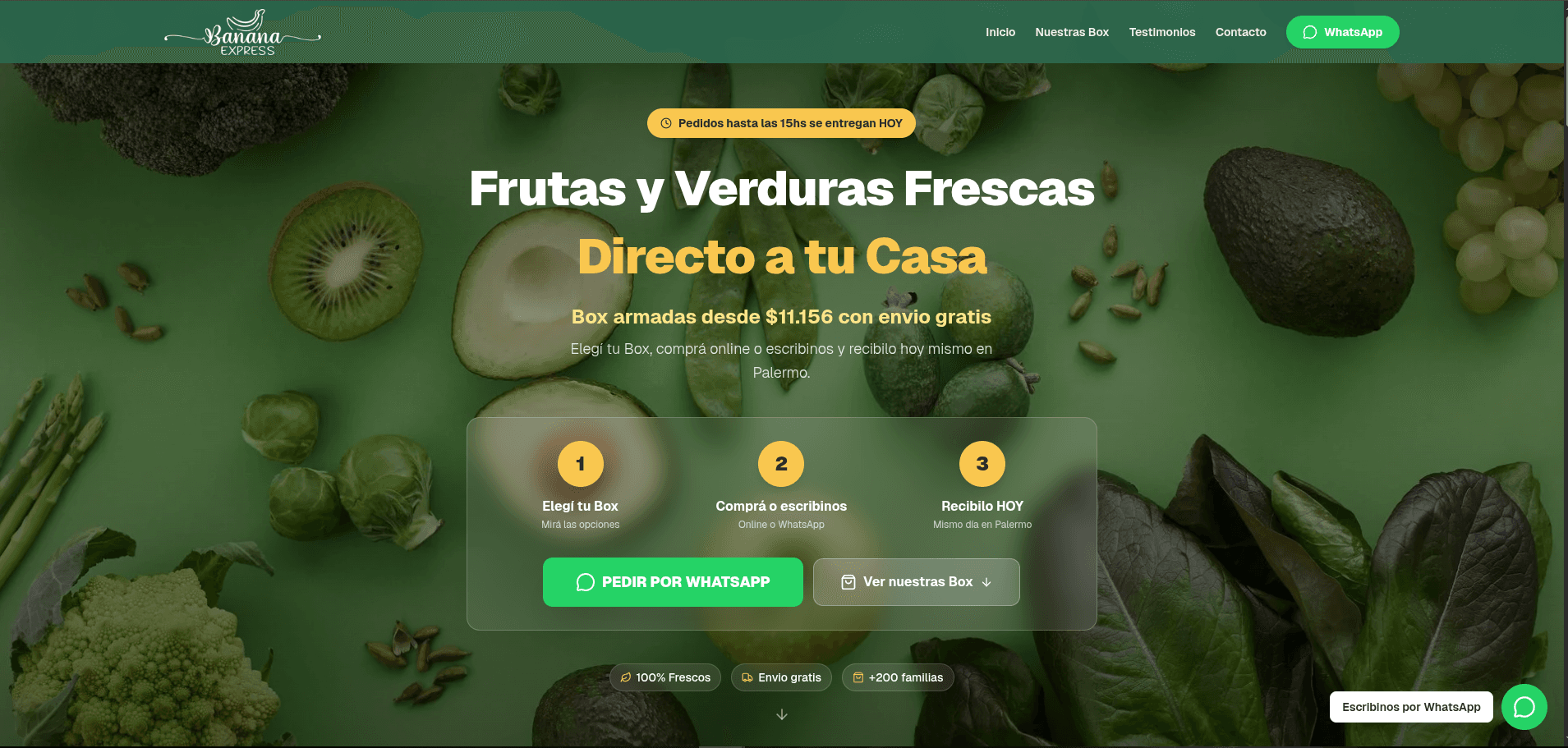 Captura del sitio Banana Express